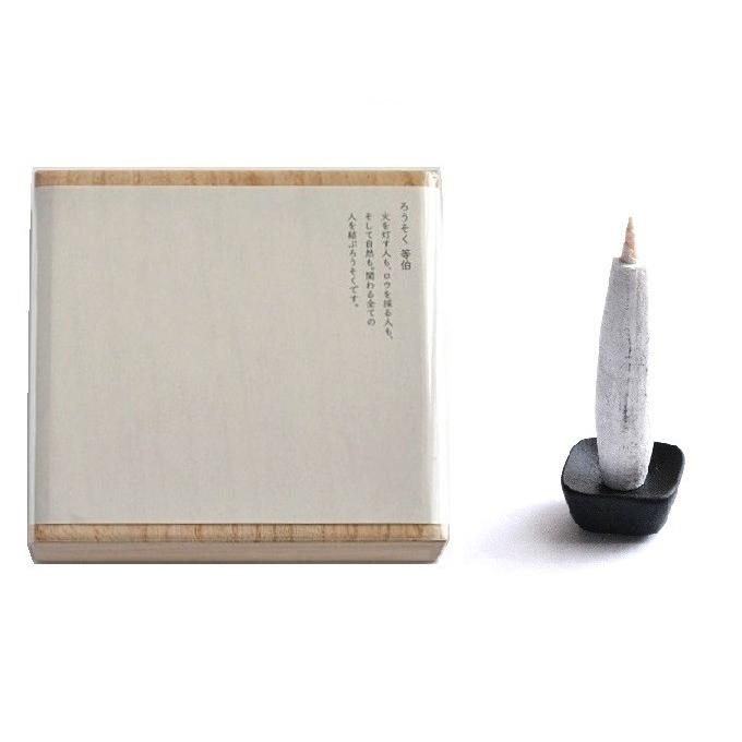 Takazawa Candle TOHAKU Candles 7 pcs with Cast Iron Candle Stand Gift Set, Japanese Wa-Rousoku (Japanese candle)