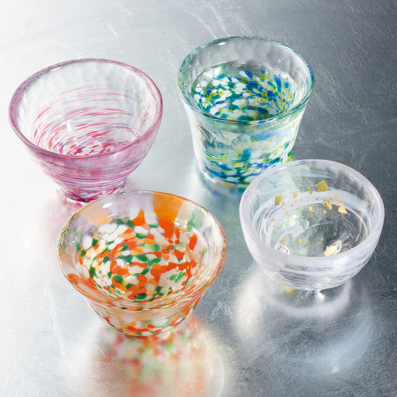 Tsugaru Vidro Mini Glass 4 pcs Set - Four Seasons - , Japanese Sake Cup , Made in Japan