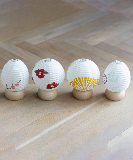 Mini Yame Lantern - Camellia - , Japanese Chochin, traditional japanese paper lantern
