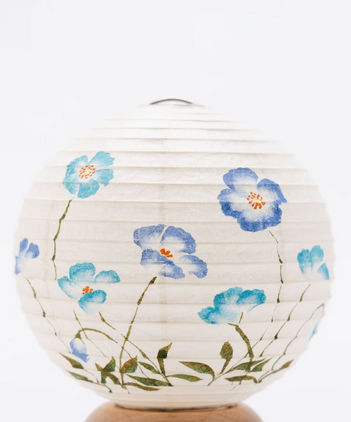 Mini Yame Lantern - Blue Poppy - , Japanese Chochin, traditional japanese paper lantern