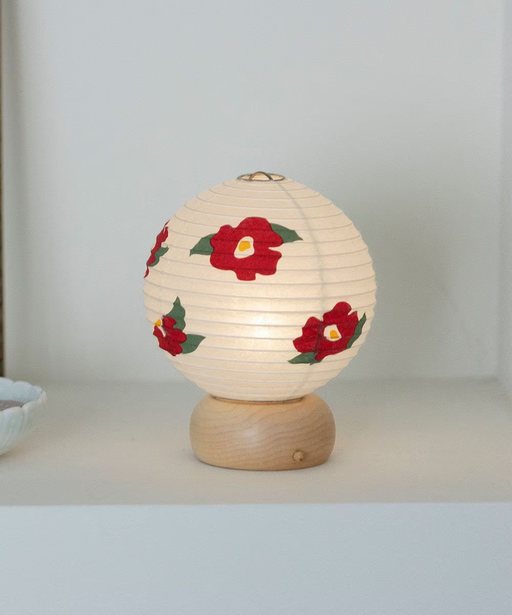 Mini Yame Lantern - Camellia - , Japanese Chochin, traditional japanese paper lantern