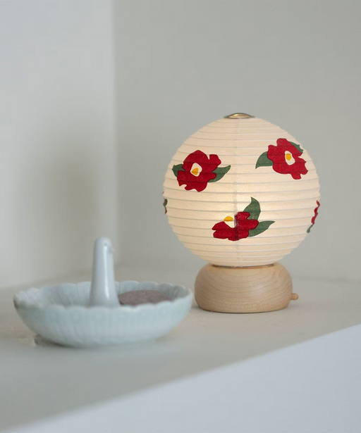 Mini Yame Lantern - Camellia - , Japanese Chochin, traditional japanese paper lantern