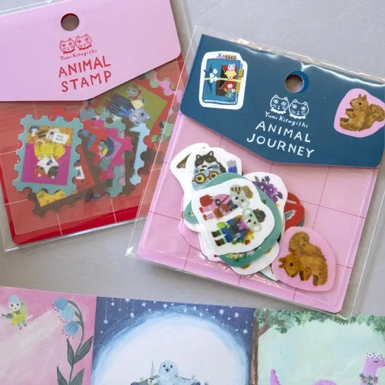 Yumi Kitagishi: Flake Stickers 20 pcs Set - ANIMAL JOURNEY -