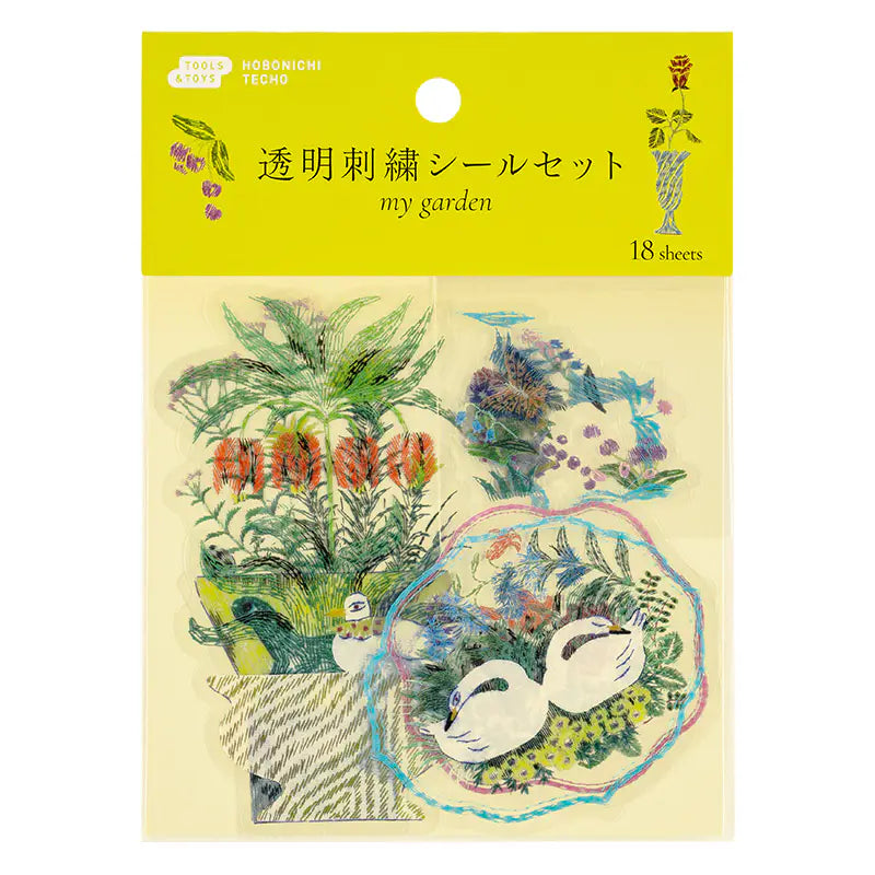 PRE-ORDER iyo okumi: Transparent Embroidery Sticker Set - My Garden , 2026 Hobonichi Accessories
