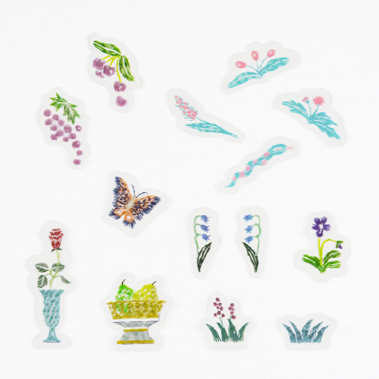 PRE-ORDER iyo okumi: Transparent Embroidery Sticker Set - My Garden , 2026 Hobonichi Accessories