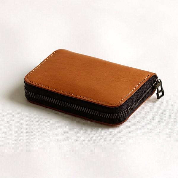 Bi-Fold Leather Compact Wallet, Made in Japan