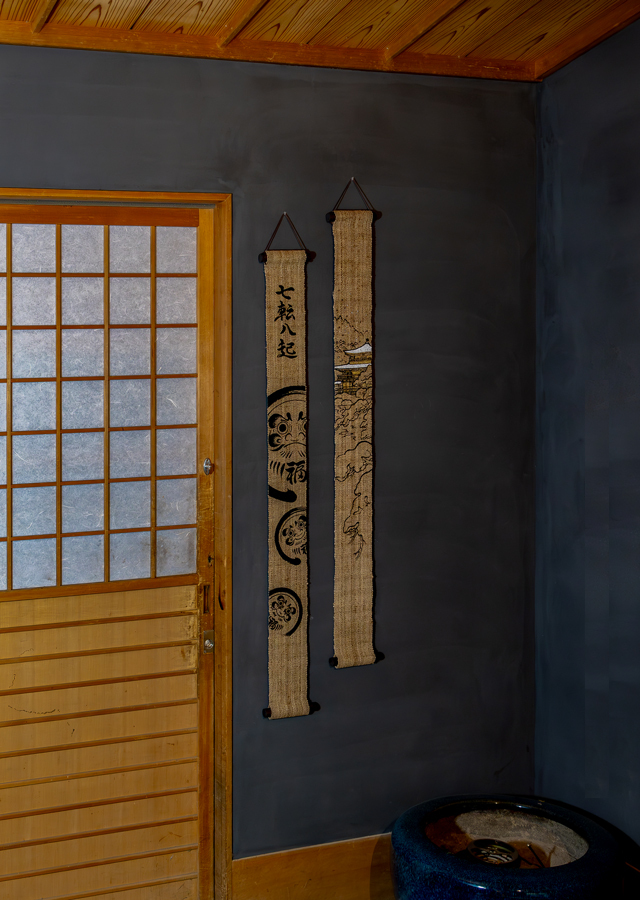 Hand-dyed Linen Japanese Narrow Tapestry 120cm - Kinkakuji Temple -, Kyoto Noren, Japanese wall hanging scroll