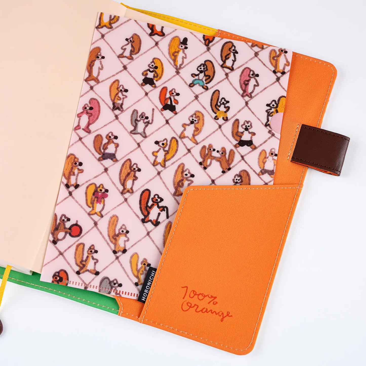 PRE-ORDER 100%ORANGE: Hobonichi Folder Set of 2 for A5 Size (Squirrel Squadron) ,  2026 Hobonichi Accessories