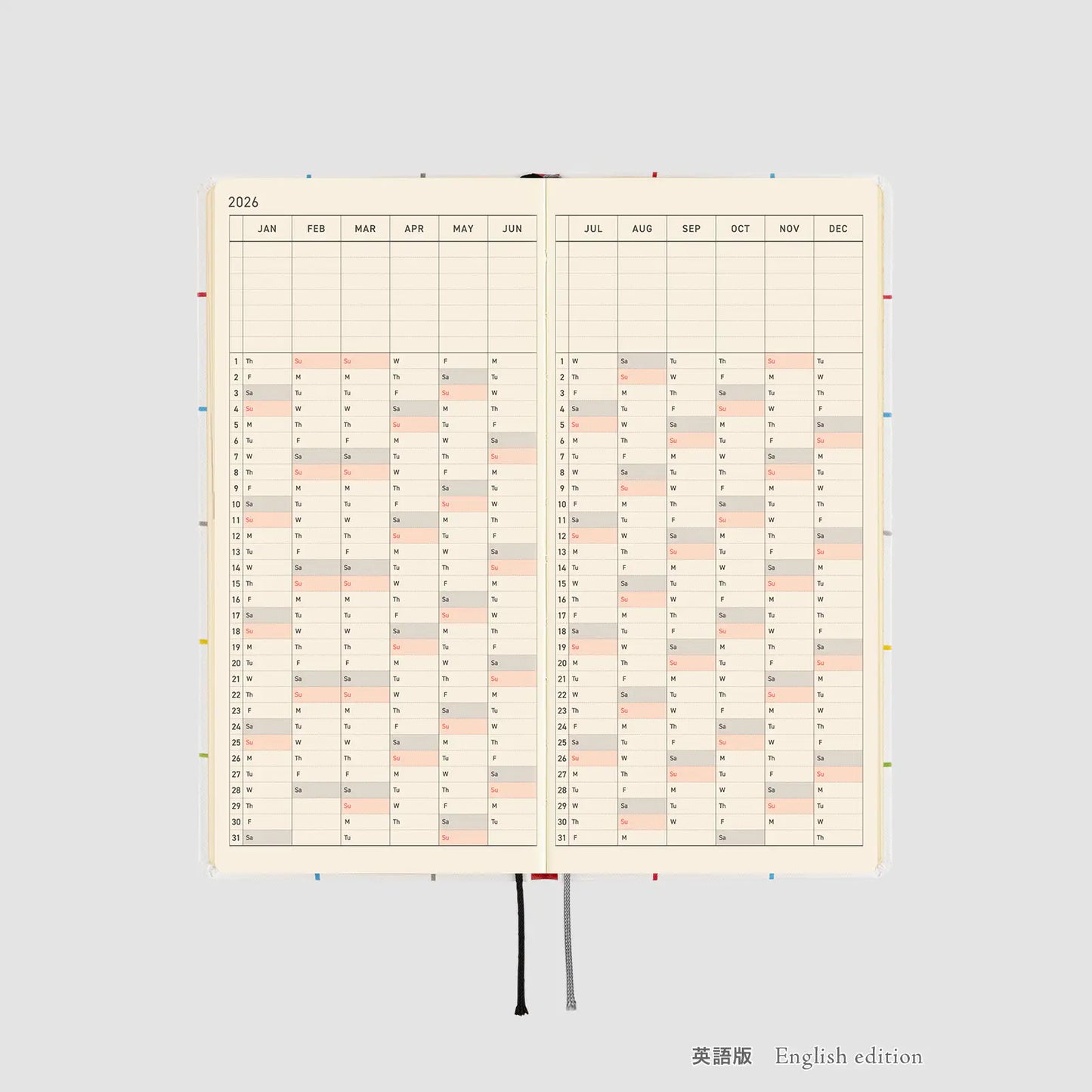Hobonichi Techo 2026 100%ORANGE: Squirrel’s Moving Day Weeks Hardcover Book / Weekly Horizontal / Jan start / Mon start - English Edition