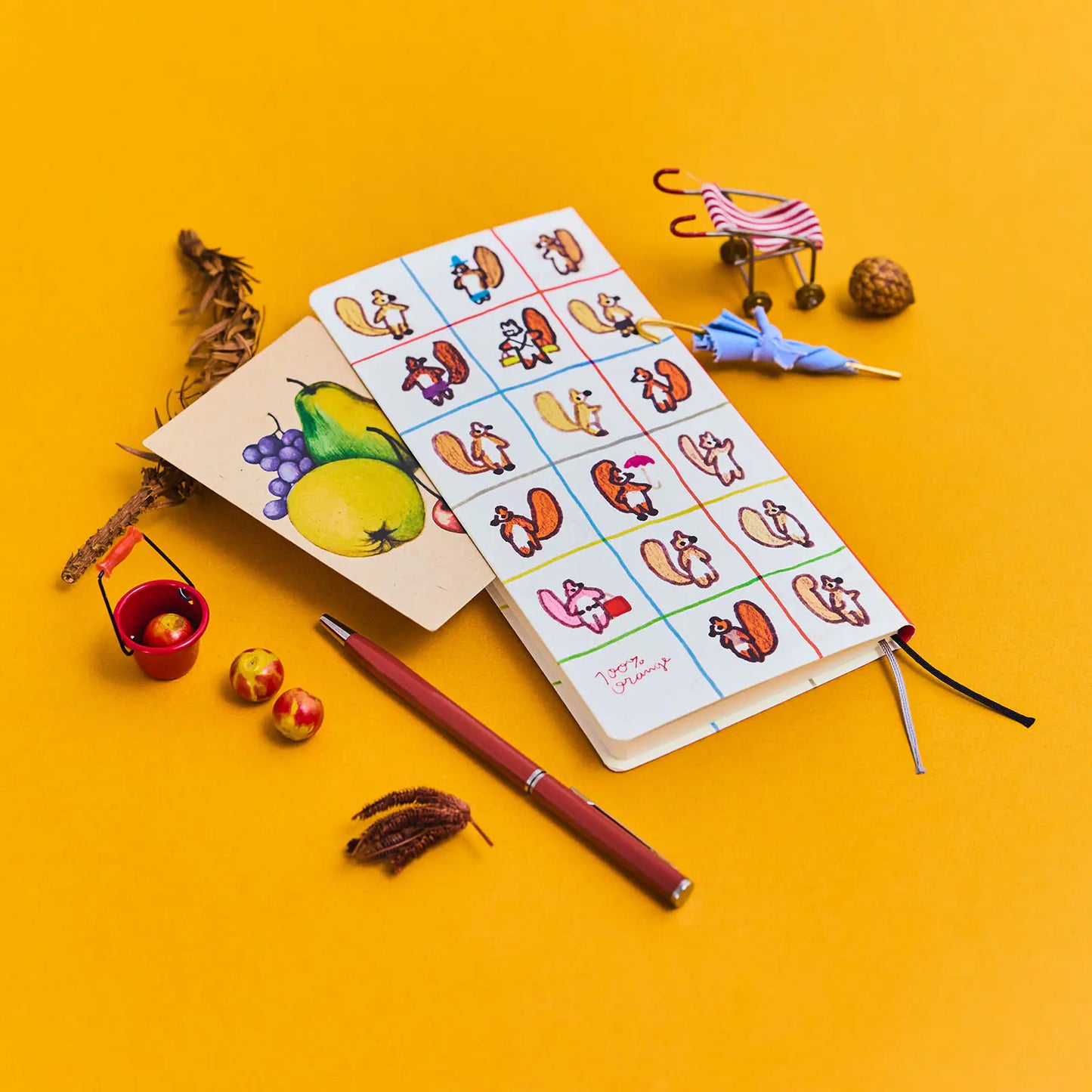 Hobonichi Techo 2026 100%ORANGE: Squirrel’s Moving Day Weeks Hardcover Book / Weekly Horizontal / Jan start / Mon start - English Edition