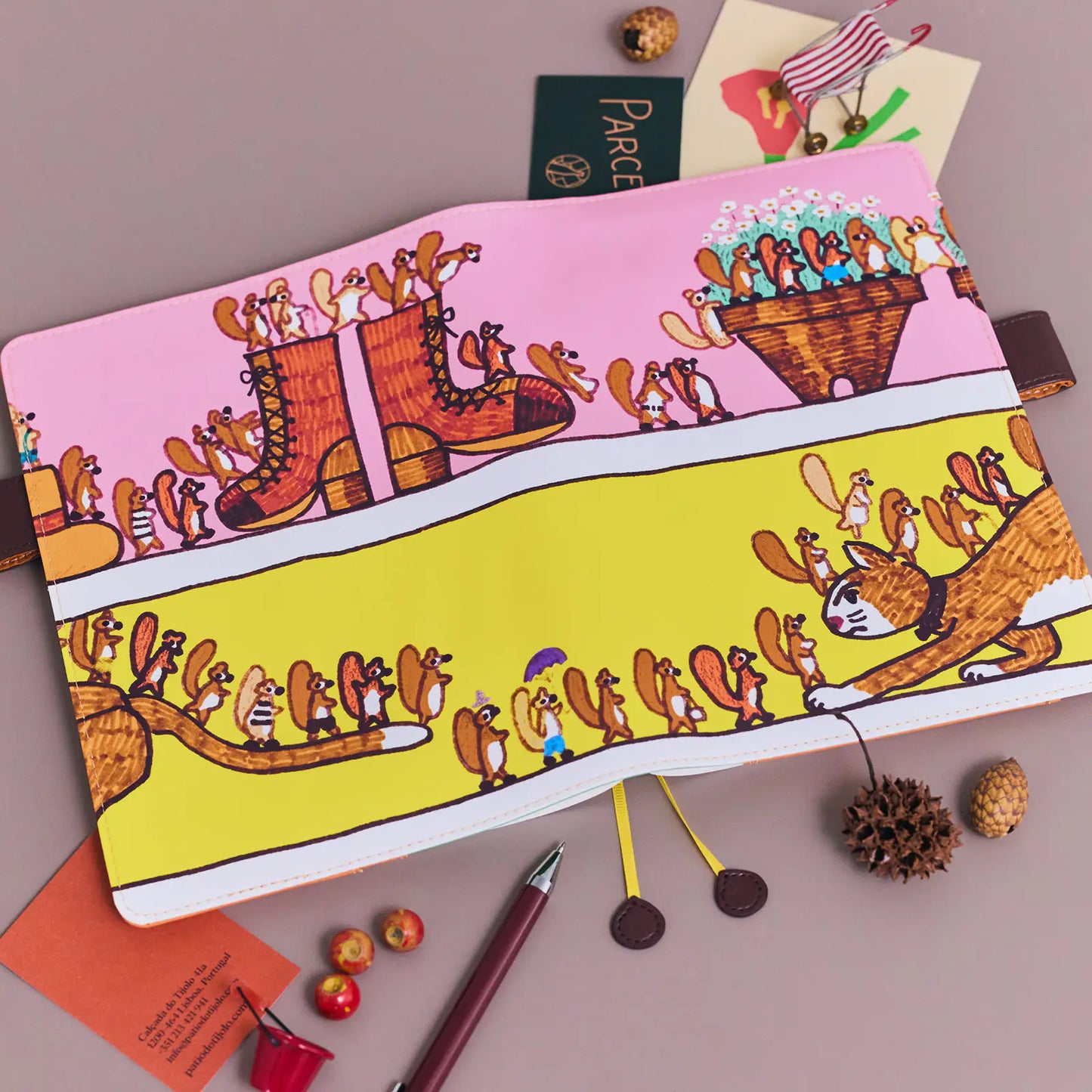 100%ORANGE: Where’s the Squirrel Going [Hobonichi Cousin (A5) Techo Cover] (Cover Only)