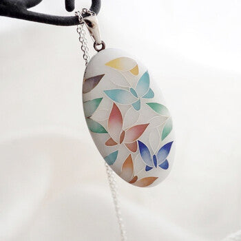 Yusen-Shippo Pendant Necklace - Butterfly White, Japanese Jewelry