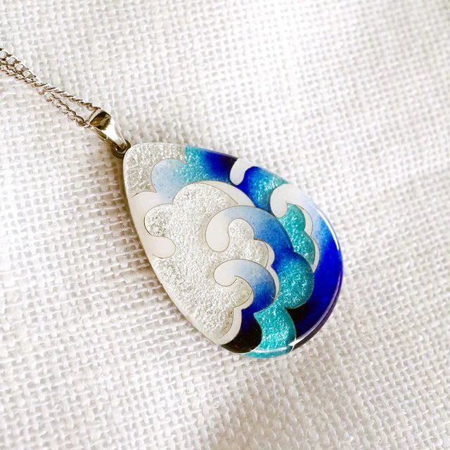 Yusen-Shippo Pendant Necklace - Wave, Japanese Jewelry