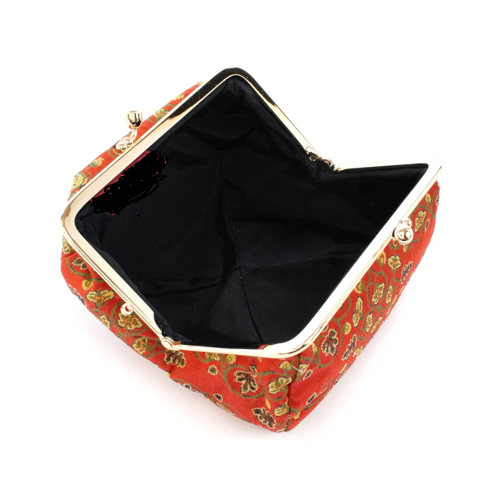 Nishijin-ori Small Pouch - Mandarin Ducks -, Made in Kyoto, Japan, Cosmetic Pouch, Makeup Pouch, Japanese Gamaguchi Pouch, Travel Toiletry Pouch, Stationery Pouch, Bag organizer, Bag in Bag