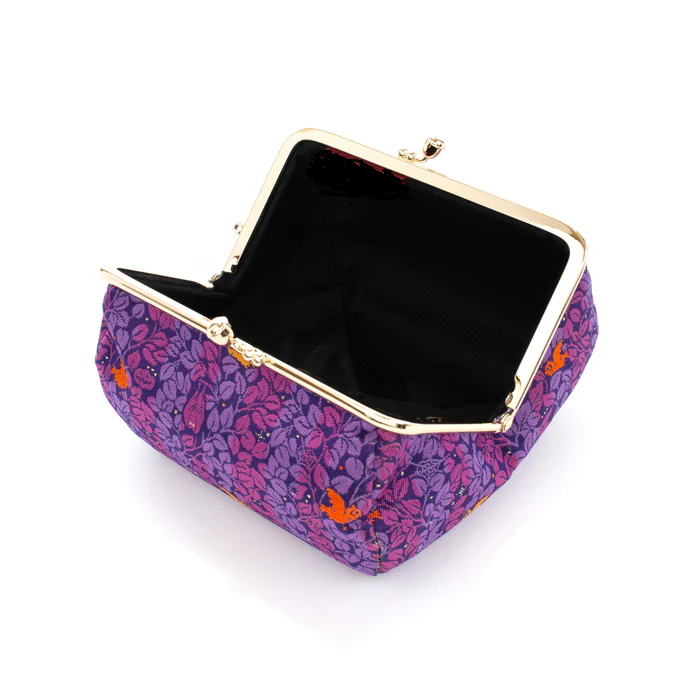 Nishijin-ori Small Pouch - Awl, hidden Bat and Cat -, Made in Kyoto, Japan, Cosmetic Pouch, Makeup Pouch, Japanese Gamaguchi Pouch, Travel Toiletry Pouch, Stationery Pouch, Bag organizer, Bag in Bag