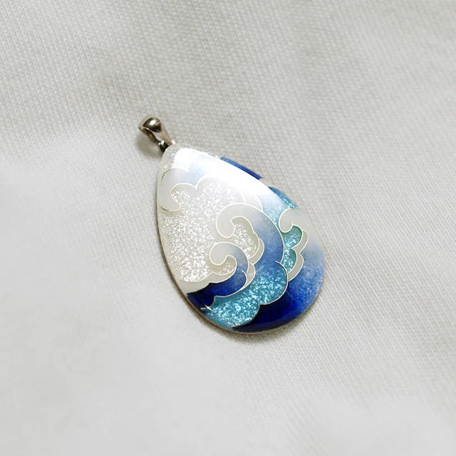 Yusen-Shippo Pendant Necklace - Wave, Japanese Jewelry