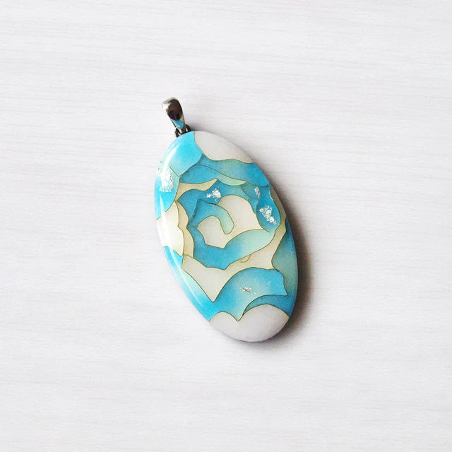 Yusen-Shippo Pendant Necklace - Rose Blue, Japanese Jewelry