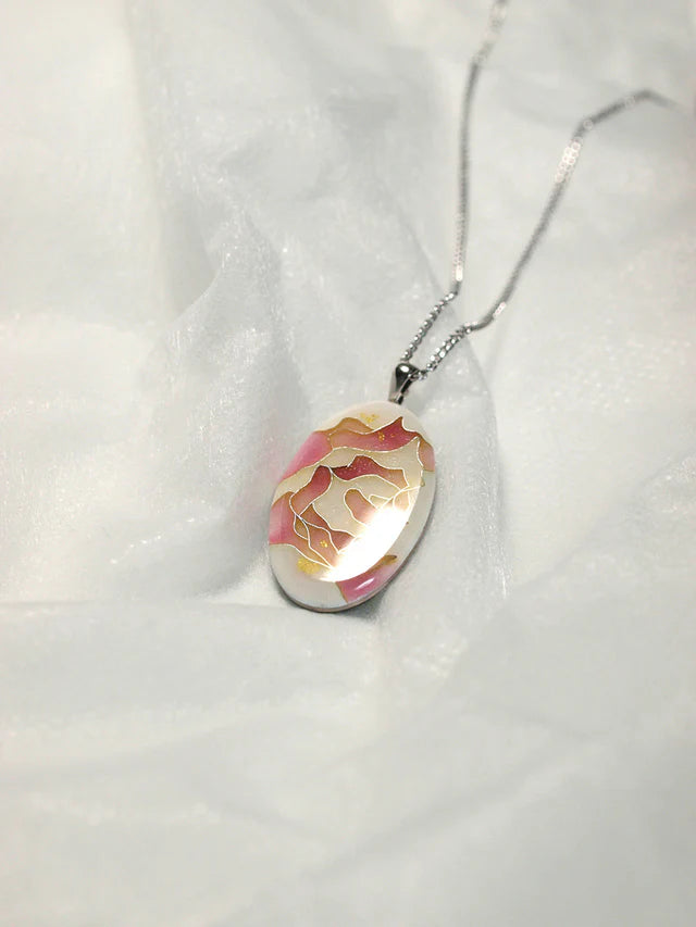 Yusen-Shippo Pendant Necklace - Rose Pink, Japanese Jewelry