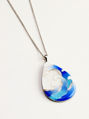 Yusen-Shippo Pendant Necklace - Wave, Japanese Jewelry