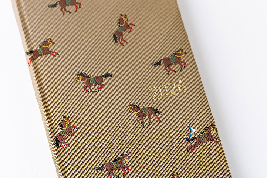 Weeks MEGA, Hobonichi Techo 2026 Bow & Tie: Galloping Horses Weeks Mega Hardcover Book / Weekly Horizontal / Jan start / Mon start - English Edition