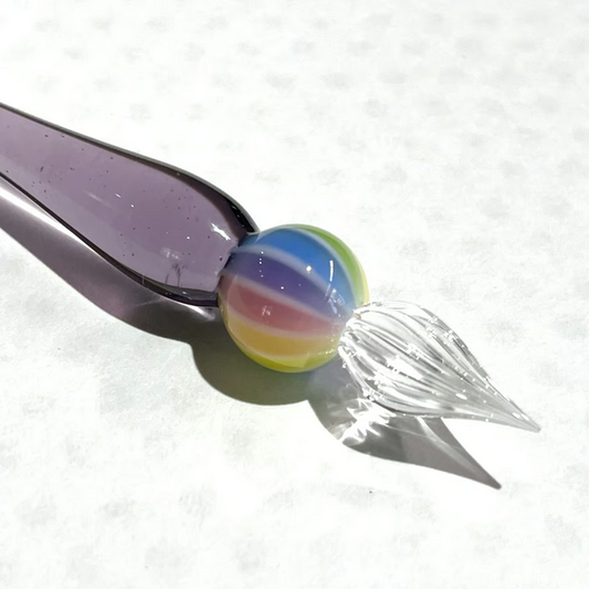 Japanese Glass Dip Pen - Rainbow Ball / Light Purple - , Gifts for Writers