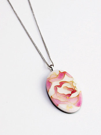Yusen-Shippo Pendant Necklace - Rose Pink, Japanese Jewelry