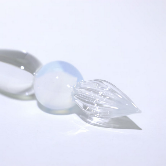 Japanese Glass Dip Pen - Short / Clear × White Opal - , Gifts for Writers