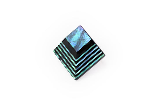 Raden Brooch - SMoonlight on Water / Green Color / Large Size-, Japanese Lacquer Jewelry, Kyoto Jewelry