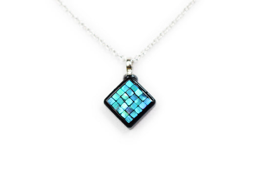 Raden Pendant Necklace - Square / Green Color / SS Size-, Japanese Lacquer Jewelry, Kyoto Jewelry