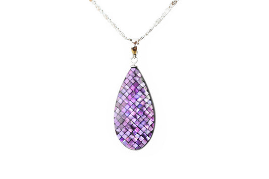 Raden Pendant Necklace - Drop / Pink Color / Small Size-, Japanese Lacquer Jewelry, Kyoto Jewelry