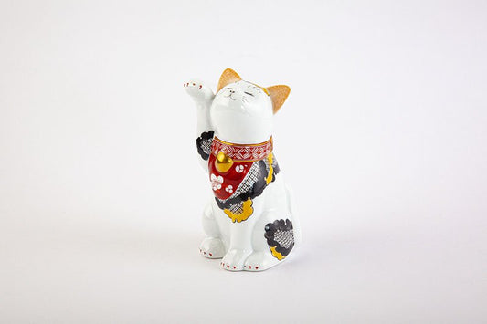 Arita Yaki(ware) Japanese Lucky Cat Figure - Camellia