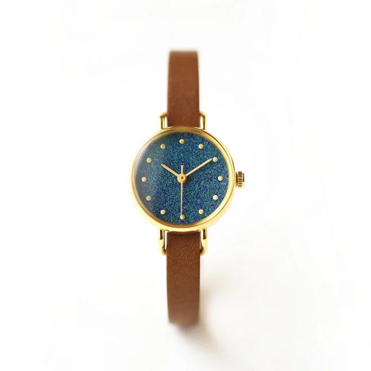 Women's Wristwatch - Azurite (Green + Blue Color), Japanese handmade wrist watch