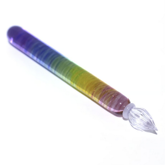 Japanese Glass Dip Pen - Rainbow / Short /  Pink→Purple - , Gifts for Writers