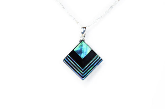 Raden Pendant Necklace - Moonlight on Water / Green Color / Medium Size-, Japanese Lacquer Jewelry, Kyoto Jewelry