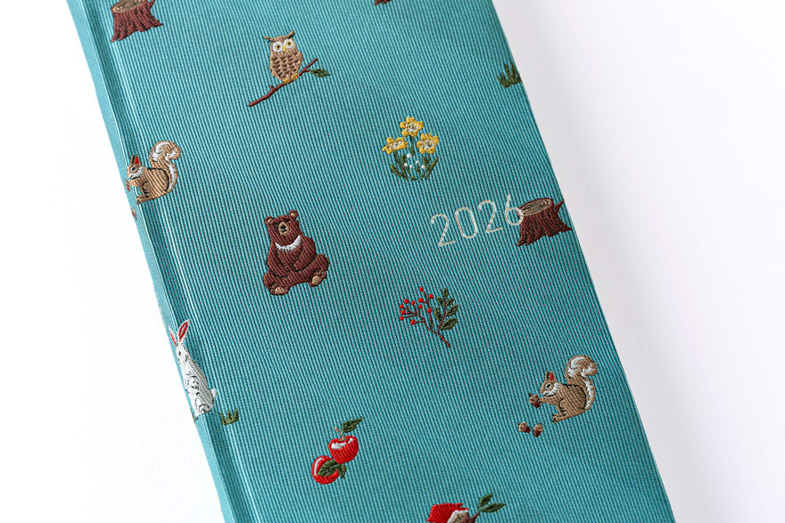 Weeks MEGA, Hobonichi Techo 2026 Bow & Tie: In the Forest Weeks Mega Hardcover Book / Weekly Horizontal / Jan start / Mon start - English Edition