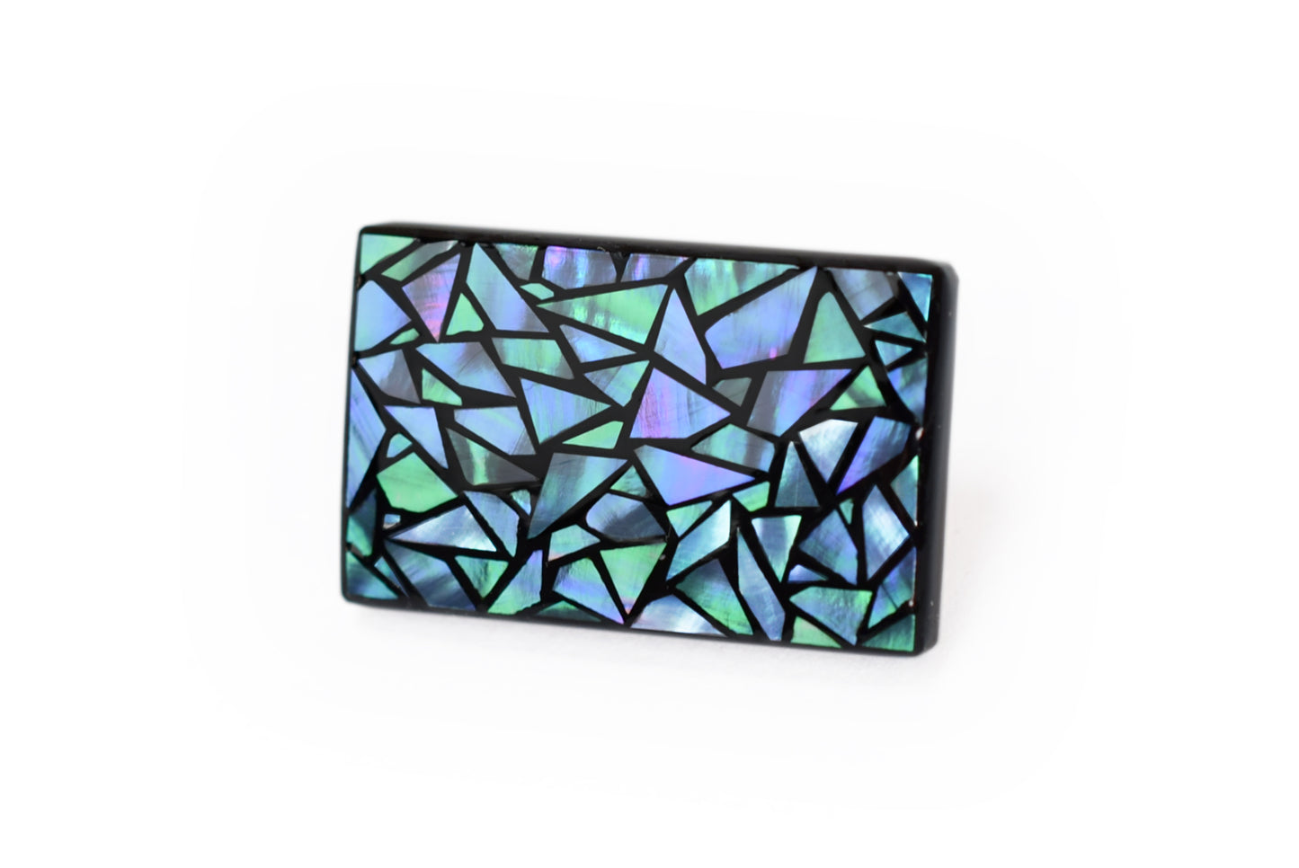 Raden Brooch - Stained Glass Style / Green Color / Large Size-, Japanese Lacquer Jewelry, Kyoto Jewelry