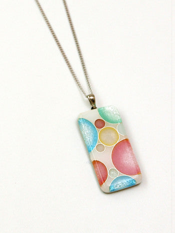 Yusen-Shippo Pendant Necklace - Polka Dot Rectangle, Japanese Jewelry