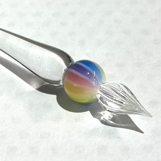 Japanese Glass Dip Pen - Rainbow Ball / Clear - , Gifts for Writers