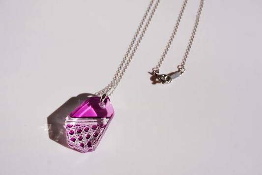 Kiriko Glass Pendant Necklace -Gold Purple-, Japanese Jewelry