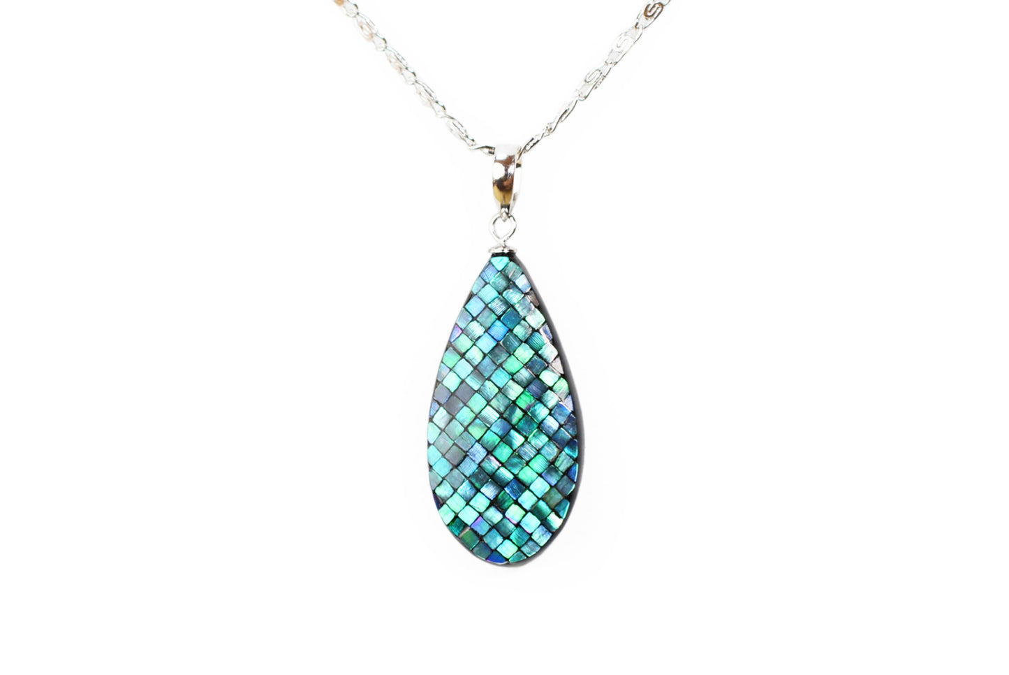 Raden Pendant Necklace - Drop / Green Color / Small Size-, Japanese Lacquer Jewelry, Kyoto Jewelry