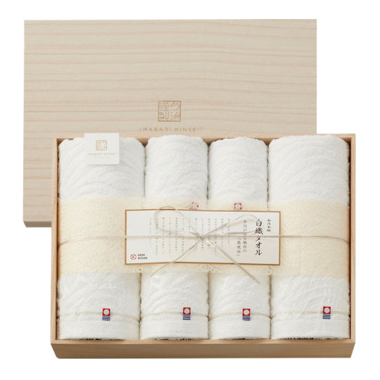 Imabari Towel White Weave Towel Gift Set(2 Bath Towels, 2 Face Towels, 2 Wash Towels)