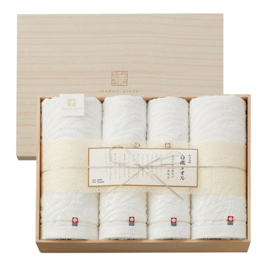 Imabari Towel White Weave Towel Gift Set(2 Bath Towels, 2 Face Towels, 2 Wash Towels)