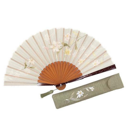Kyo-sensu (Japanese folding fan) for Women - Lily - , Made in Kyoto , Japan, Kyoto sensu