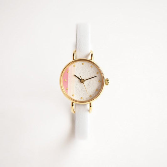 Women's Wristwatch - White and Pink Color, Japanese handmade wrist watch