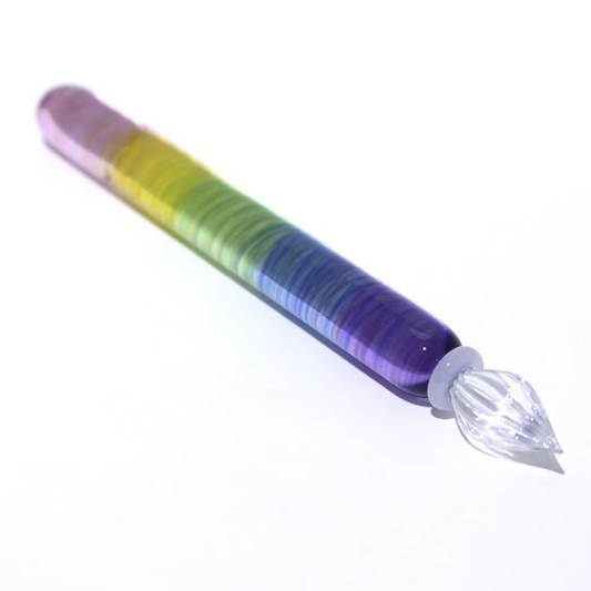 Japanese Glass Dip Pen - Rainbow / Short /  Purple→Pink - , Gifts for Writers