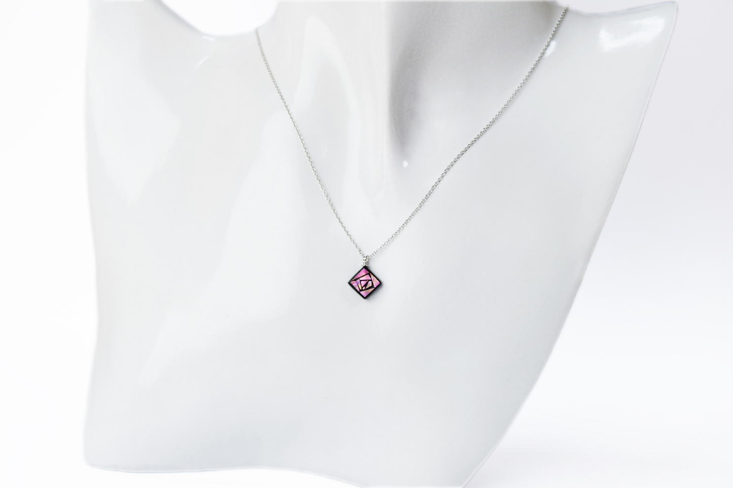 Raden Pendant Necklace -Rose / Pimk Color Small Size-, Japanese Lacquer Jewelry, Kyoto Jewelry