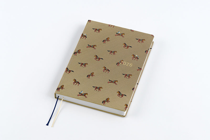 PRE-ORDER Hobonichi Techo 2026 Bow & Tie: Galloping Horses HON / A5 Size / Daily / Jan start / Mon start - English Edition
