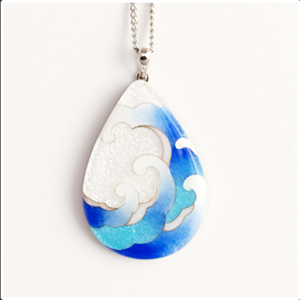 Yusen-Shippo Pendant Necklace - Wave, Japanese Jewelry