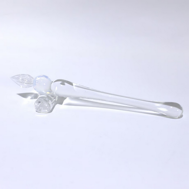 Japanese Glass Dip Pen - Short / Clear × White Opal - , Gifts for Writers