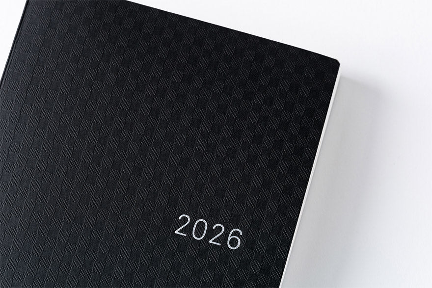 PRE-ORDER Hobonichi Techo 2026 Paper Series: Black Gingham HON  / A6 Size / Daily / Jan start / Mon start - English Edition